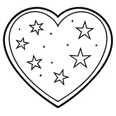Astral Love Starry Heart Outline Vector