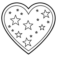 Astral Love Starry Heart Outline Vector
