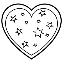 Astral Love Starry Heart Outline Vector