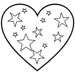 Astral Love Starry Heart Outline Vector