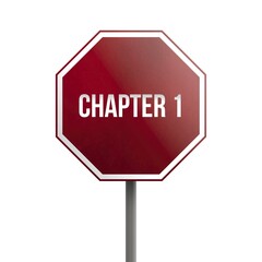 Chapter 1, red sign isolated on white background