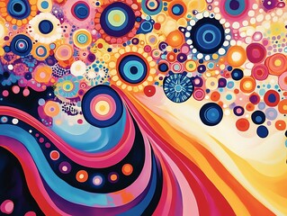 Obraz premium Vibrant Abstract Art Colorful Circles Painting Print