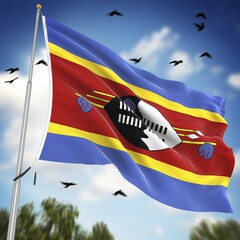 Flag of Swaziland, This is a computer generated and 3d rendered image
