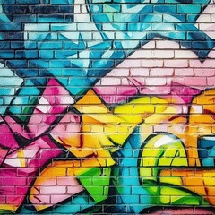 Vibrant urban mural bursting with colors that narrate city life