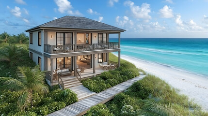 Beachfront house, ocean view, tropical vacation rental