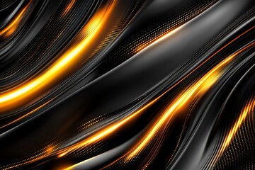 Dynamic black and gold waves create an elegant abstract background for modern designs and graphics