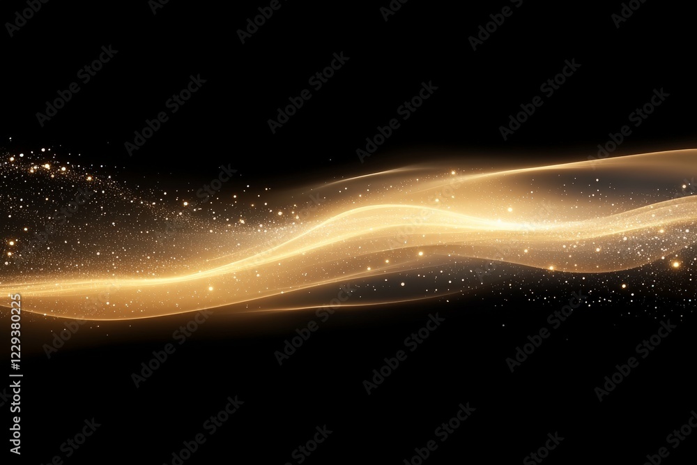 Leinwandbilder royal golden wave of light with sparkling particles creating an ethereal atmosphere at nighttime