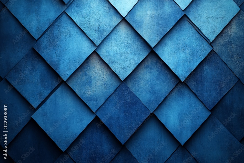Aufkleber textured blue diamond pattern creates an engaging backdrop with deep hues and geometric shapes