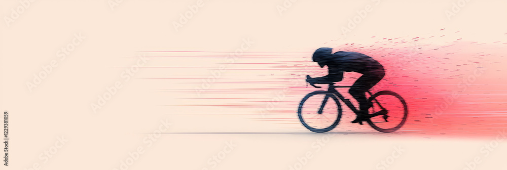 Aufkleber a creative digital artwork combining splashes of color and geometric forms to depict a cyclist in fu
