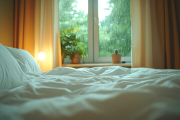 An image of a cozy bedroom environment with a tidy bed, emphasizing proper sleep habits and showing the significance of restful nights,