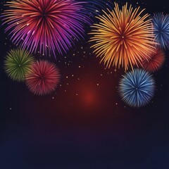 Fototapeta premium Colorful fireworks light up a dark night sky, with a vibrant and celebratory atmosphere, AI generated