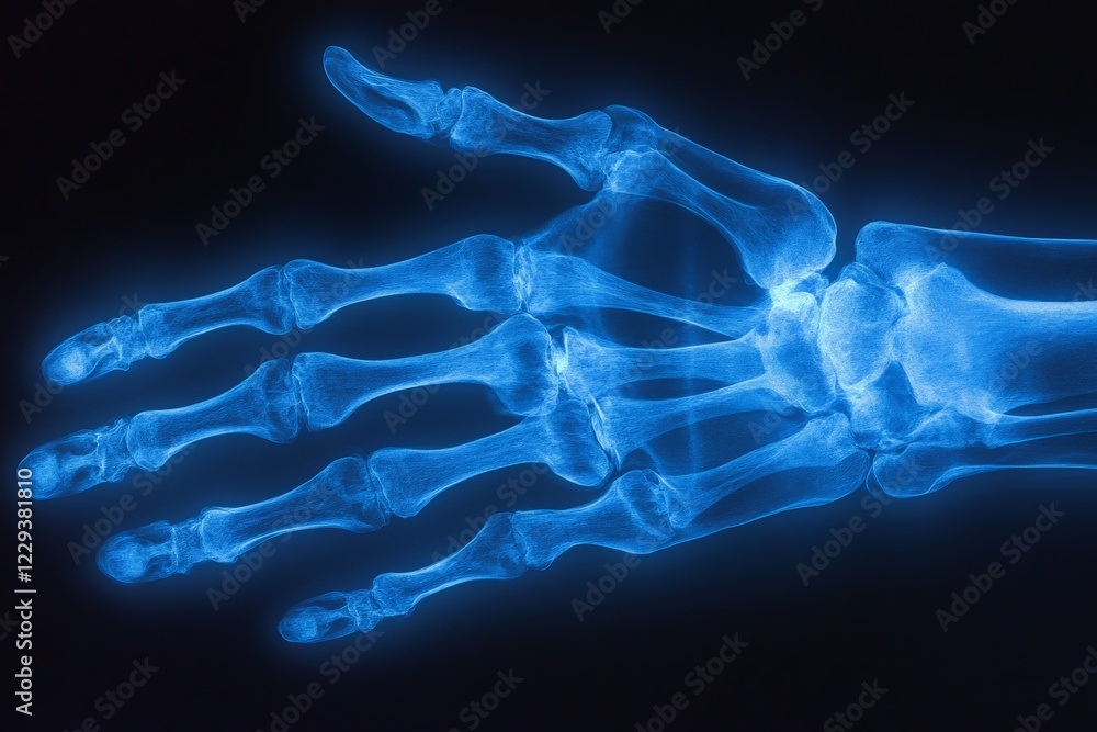 Poster X-ray image of a human hand displaying detailed bone structure and joint articulation