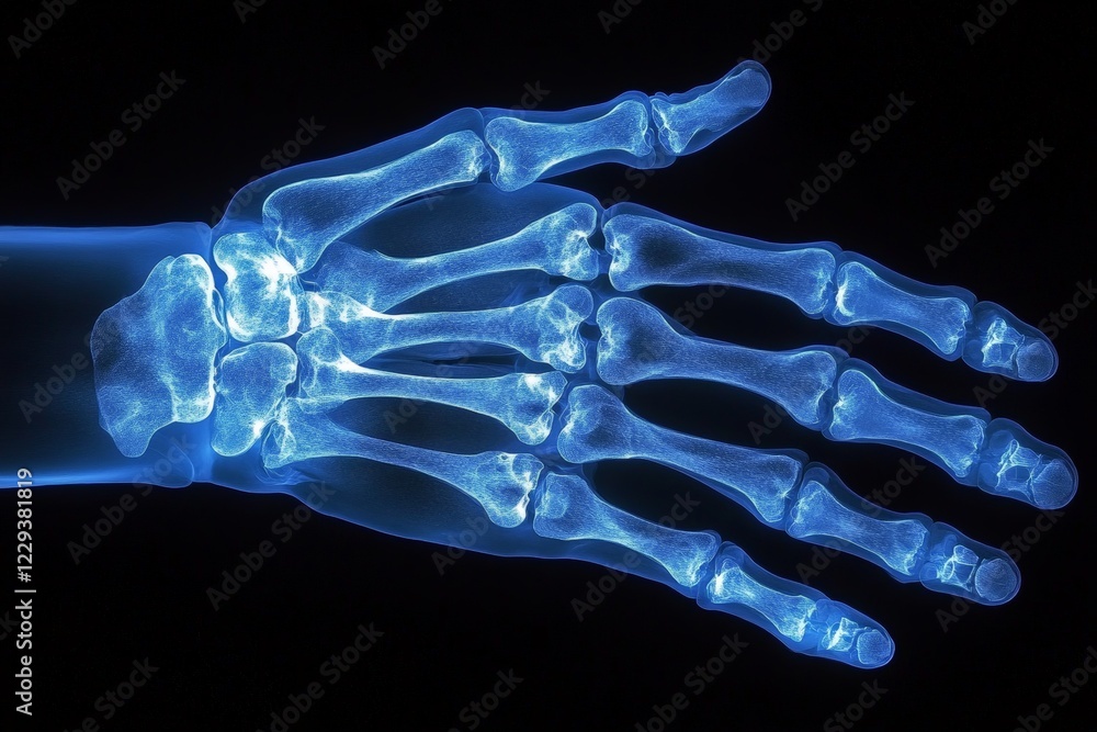 Aufkleber detailed x-ray view of a human hand showcasing bone structure and joint articulation