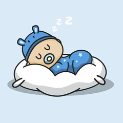 Cute newborn sleeping on pillow