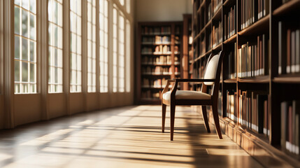 Quiet Reflection in Library with Stoic Philosophy Book