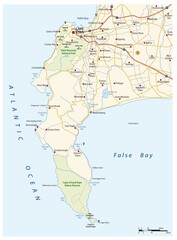 Fototapeta premium Vector road map of Cape Peninsula, Cape Town, South Africa, Africa