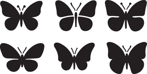 Simple Butterfly silhouette vector. Flying butterfly set