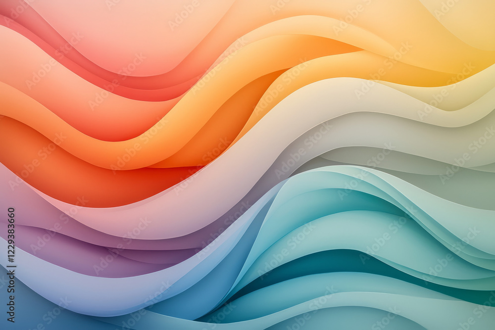 Poster a creative digital artwork showing abstract waves of calming colors representing the ebb and flow of