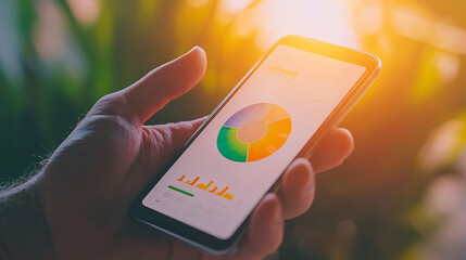 A detailed close-up of hands using a smartphone app that tracks daily goals, emphasizing the modern approach to defining personal progress,