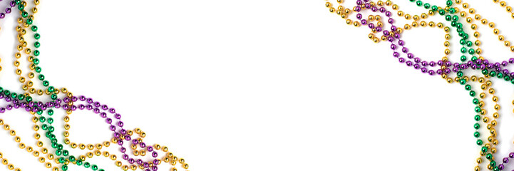 Mardi Gras beads isolated on white background
