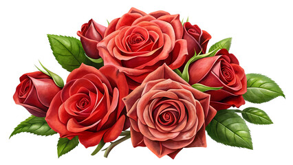 Obraz premium illustration of a row of red rose flowers on transparent background or png