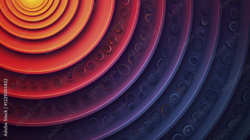 Poster abstract radial pattern with gradients of vivid colors, forming concentric circles, ai generated
