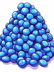 Blue candy pile, sweet treat, isolated background, game asset, food illustration