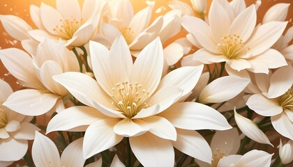 Obraz premium Pétalos de flores blancas suaves y delicados con un fondo cálido y brillante