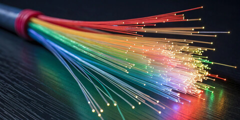 Neon color glass fiber wire abstract background