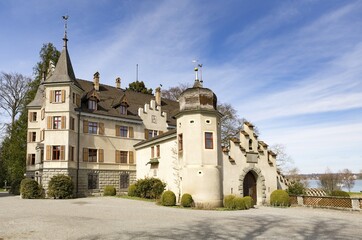 The Schloss Seeburg castle in Kreuzlingen with view of Lake Constance, Kreuzlingen, Canton of Thurgau, Switzerland, Europe