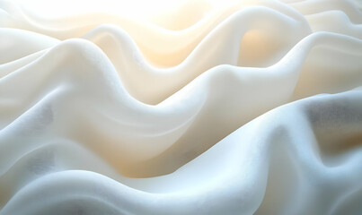 Obraz premium White fabric drapes softly, studio light, textured background, design