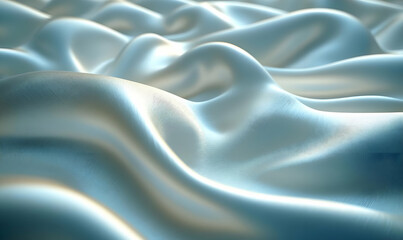 Obraz premium Elegant light blue silk fabric drapes, studio shot, soft background, textile design