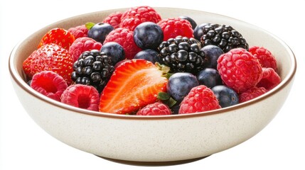 Fresh Berry Medley in a Bowl with Strawberries and Blueberries