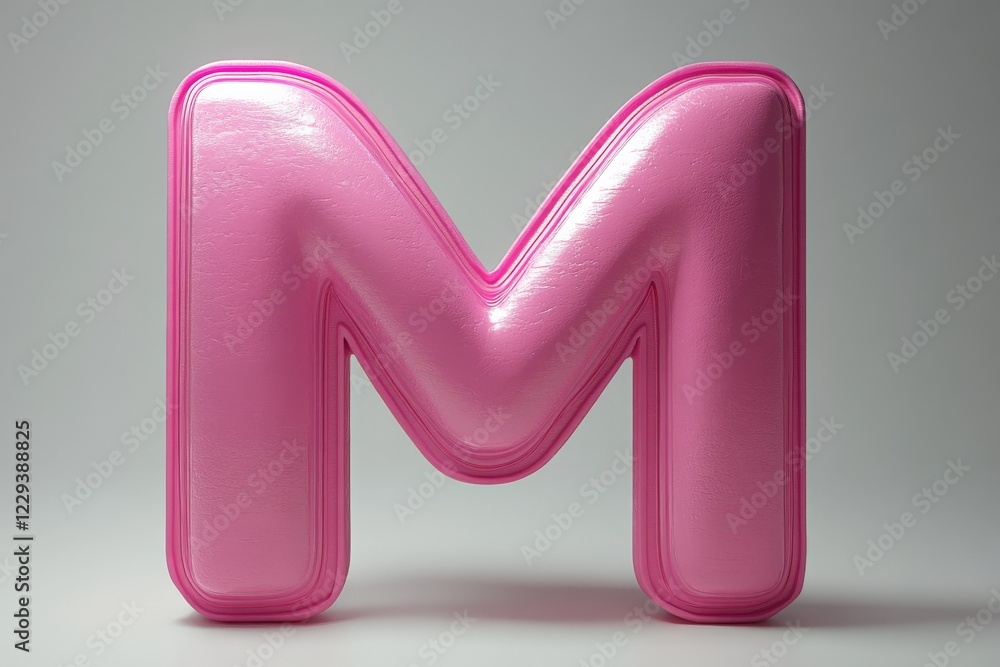 Poster bold pink 3d letter m displayed against a clean backdrop showcasing modern design aesthetics and vib