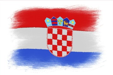 The Croatian flag, Painted grunge flag, brush strokes. Isolated on white background