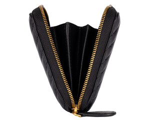 Obraz premium Open Black Wallet with Gold Zipper