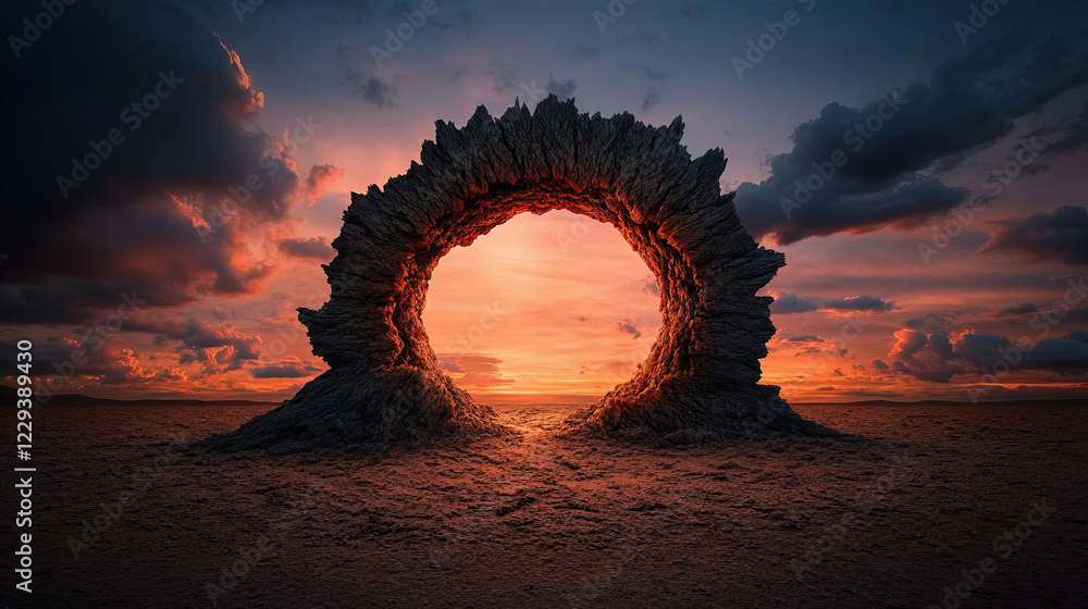 Poster a creative portrayal of an ancient tree trunk split down the middle, signifying the unavoidable brea