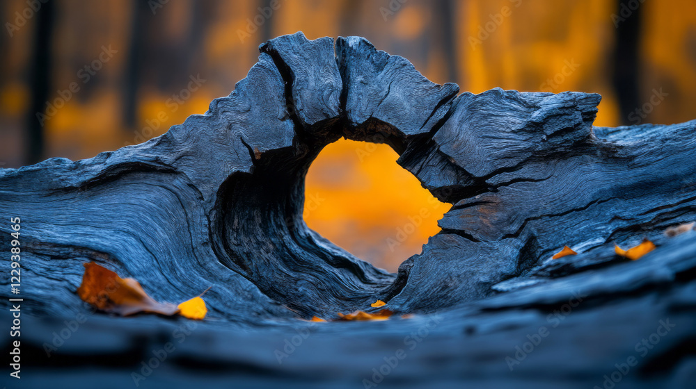 Poster a creative portrayal of an ancient tree trunk split down the middle, signifying the unavoidable brea