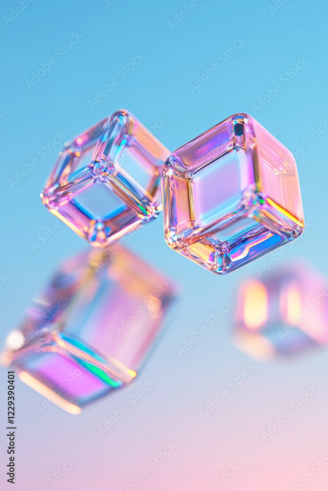 Fototapete a dynamic illustration featuring interlocking holographic cubes with glowing edges, emphasizing adva