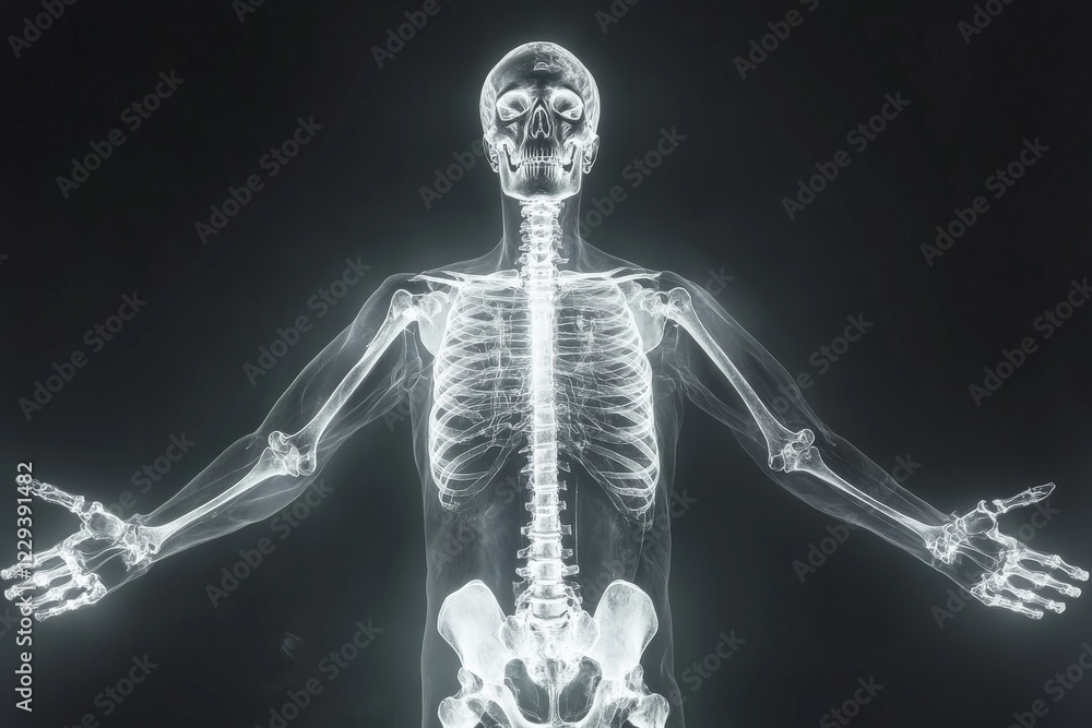 Aufkleber human skeleton x-ray display illustrating anatomical structure in a scientific context