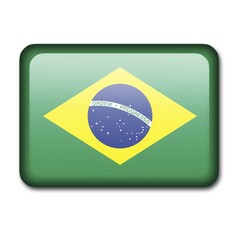 Glossy icon in the style of the Brazil flag. Isolated