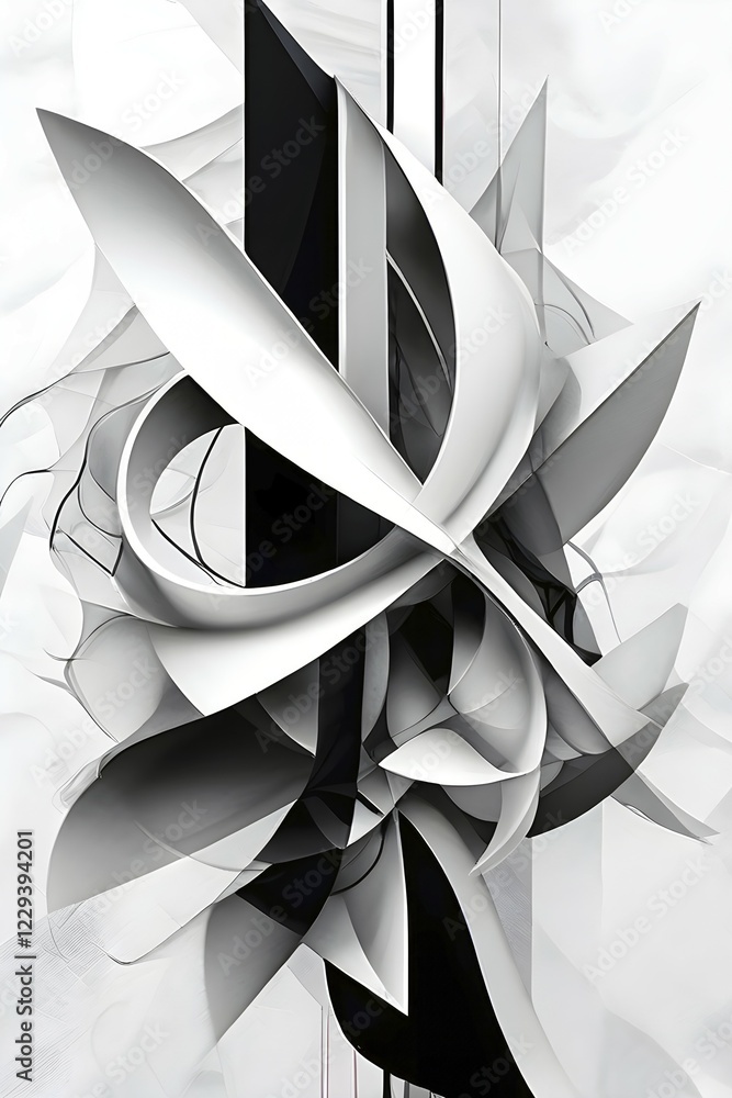 Poster ai generated digital art canvas that comes alive with a fusion of geometric shapes in black and whit