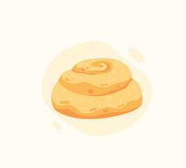 Cinnamon roll isolated cartoon swirl bun. Vector tasty bakery food, dough, sweet nutrition crusty snack, lunch or breakfast dessert, snake shape bun
