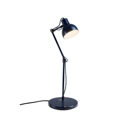 Adjustable Black Metal Desk Lamp with Stand Isolated on Transparent Background