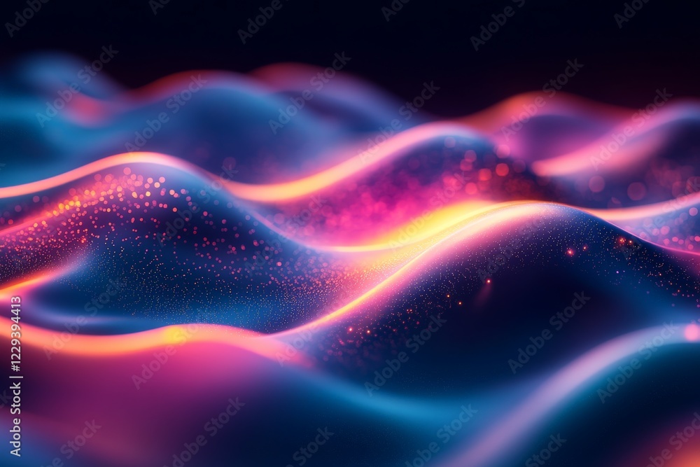Poster Captivating abstract waves illuminated with vibrant colors create an enchanting visual experience at night