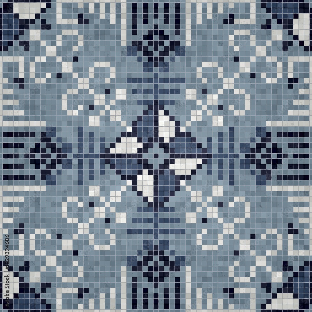 Poster mosaic tiles background, seamless vector pattern