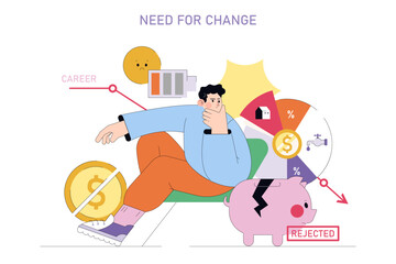 Career Change. Flat Vector Illustration