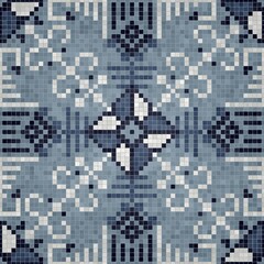 Mosaic tiles background, seamless vector pattern