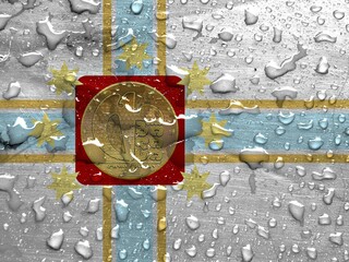 Flag of Tbilisi with rain drops
