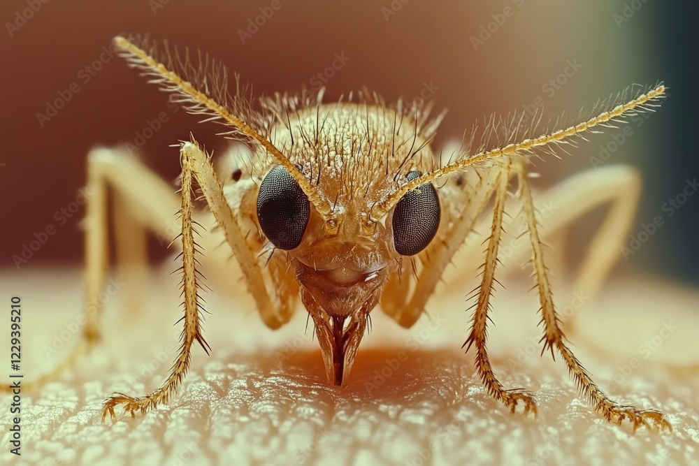 Poster Close-up view of a tiny insect showcasing detailed features and textures in natural lighting